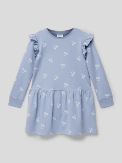 NAME IT Kleid Mit Motiv-Print Modell 'TRINA' In Rauchblau