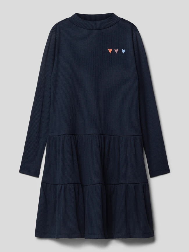 Kleid Mit Motiv-Stitching In Marineblau 3 Kleid Mit Motiv-Stitching In Marineblau