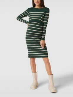 Mamalicious Knielanges Umstands-Kleid Mit Streifenmuster In Khaki
