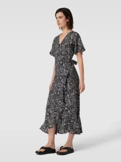 Object Wickel-Kleid Mit Allover-Muster Modell 'CAMILLA' In Schwarz