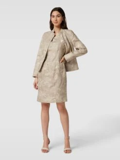 White Label Knielanges Kleid Aus Leinen Mit Allover-Muster In Sand