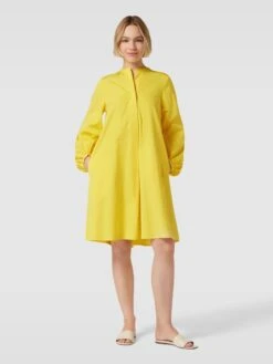 Knielanges Kleid Mit Ballonärmeln Modell 'Lindy' In Gelb