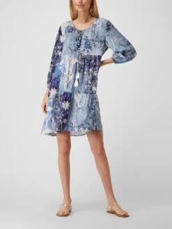 Kleid Mit Floralem Musterin Marineblau