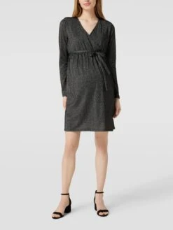 Mamalicious Umstands-Kleid In Schimmernder Optik Modell 'JASMIN' In Schwarz
