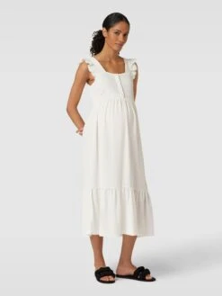 Mamalicious Umstands-Kleid Mit Kurzer Knopfleiste In Weiß