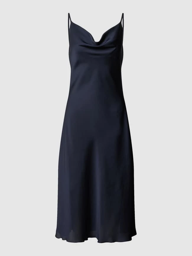 Knielanges Kleid Mit Verstellbaren Spaghettiträgern In Marineblau 4 Knielanges Kleid Mit Verstellbaren Spaghettiträgern In Marineblau – Bild 2