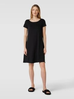 MORE&MORE Knielanges T-Shirt-Kleid Aus Viskose-Mix Mit Eingrifftaschen In Schwarz