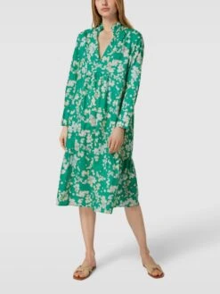 Marc O'Polo Knielanges Kleid Mit Floralem Allover-Muster In Grün